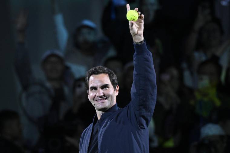 Roger Federer à Shanghai le 13 octobre 2023. ( AFP / WANG ZHAO )