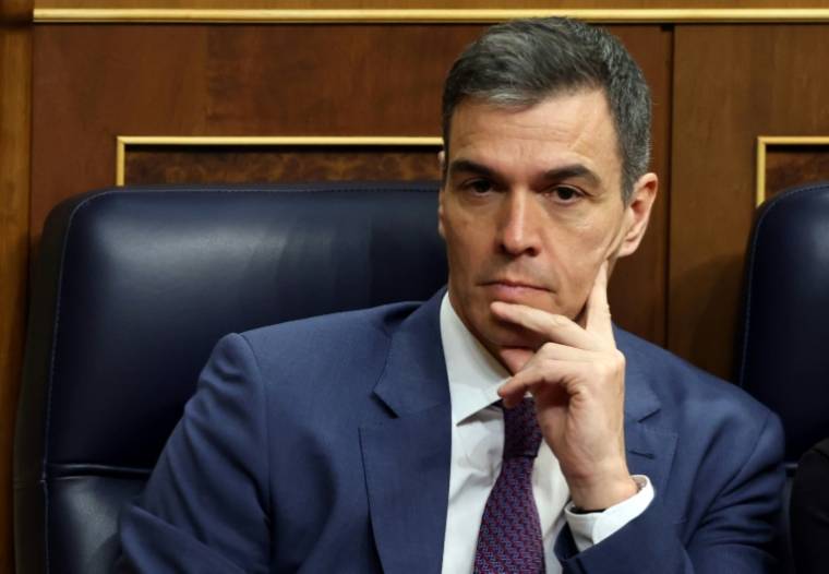 Le Premier ministre espagnol Pedro Sanchez, le 14 mars 2024 pendant une séance au Congrès des députés à Madrid ( AFP / Pierre-Philippe MARCOU )