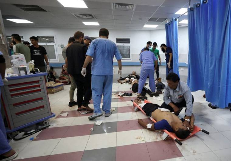 Photo d'un hôpital de la ville de Gaza lors d'une frappe aérienne israélienne