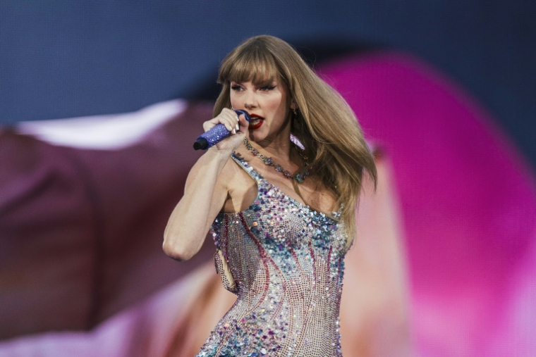 La superstar de la pop Taylor Swift lors d'un concert à Lisbonne le 24 mai 2024 (AFP / ANDRE DIAS NOBRE)