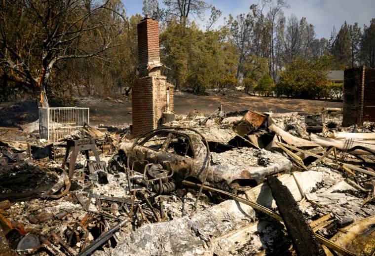 Une maison détruite par un incendie à Oroville, le 3 juillet 2024 en Californie ( AFP / JOSH EDELSON )