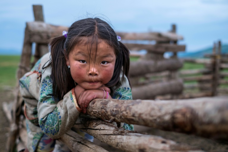 Une fillette pose dans un camp de nomades de la province d'Ovorhangay, en Mongolie, le 19 juillet 2016 ( AFP / JOEL SAGET )