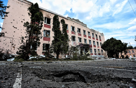 Un bâtiment dans la ville de Soudja, en Russie, le 16 août 2024. (illustration) ( AFP / YAN DOBRONOSOV )