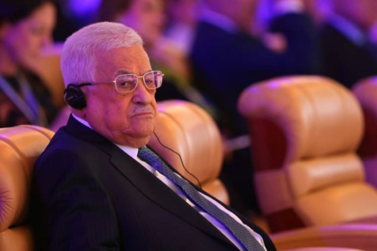 Le président de l'Autorité palestinienne Mahmoud Abbas au forum économique mondial le 28 avril 2024 ( AFP / Fayez Nureldine )