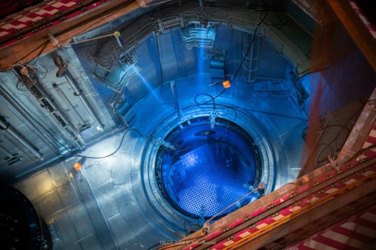 La piscine du réacteur nucléaire de Flamanville 3, le 25 avril 2024 dans la Manche ( AFP / Lou BENOIST )