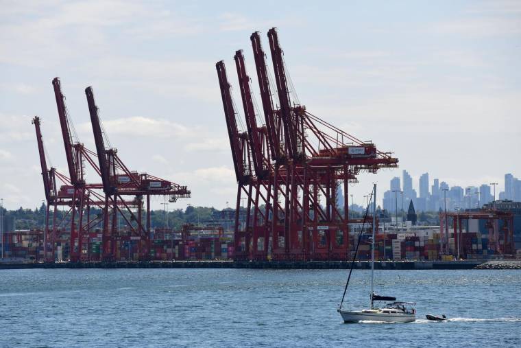 Le complexe portuaire port Metro Vancouver, le 11 juillet 2023. ( AFP / DON MACKINNON )