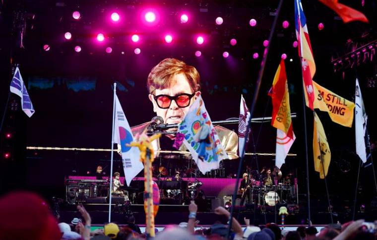 Photo d'archives de Elton John à Glastonbury, en Grande-Bretagne
