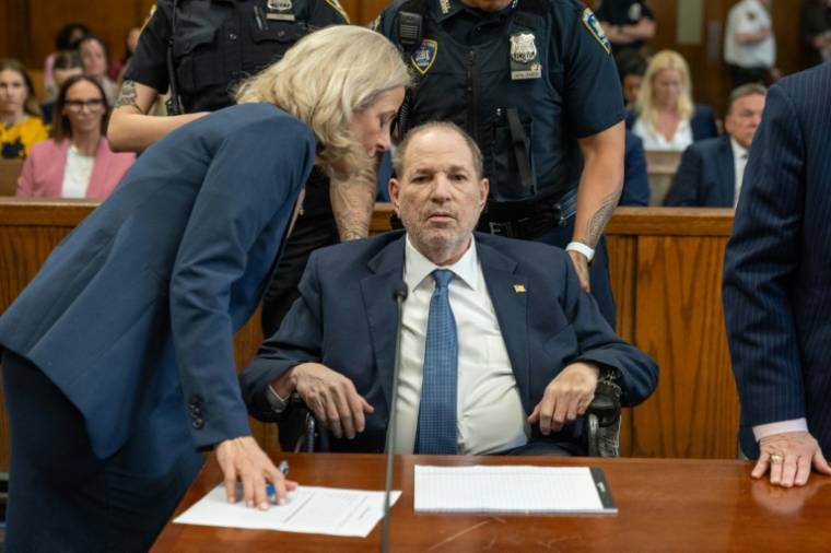L'ancien producteur américain Harvey Weinstein au tribunal de Manhattan, à New York, le 1er mai 2024 ( POOL / DAVID DEE DELGADO )