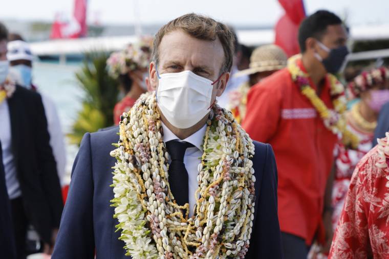 Emmanuel Macron en Polynésie française, le 26 juillet 2021.  ( AFP / LUDOVIC MARIN )