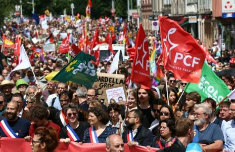 Manifestation contre l'extrême droite à Strasbourg, le 15 juin 2024 dans le Bas-Rhin ( AFP / Frederick FLORIN )