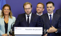 Antoine Armand, nouveau ministre de l'Economie et de l'Industrie, lors de la passation de pouvoirs à Paris le 22 septembre 2024 ( AFP / GEOFFROY VAN DER HASSELT )