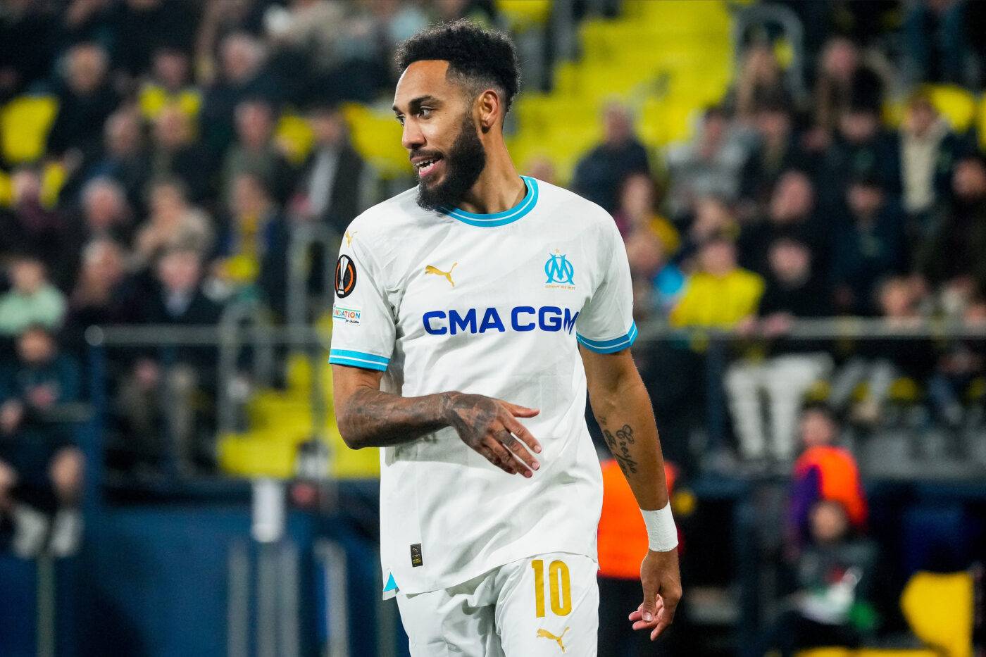 Pierre-Emerick Aubameyang of Olympique Marseille during the UEFA Europa League match, Round of 16, second leg, between Villarreal CF and Olympique Marseille played at La Ceramica Stadium on March 14, 2024 in Villarreal, Spain. (Photo by Alex Carreras / Icon Sport)   - Photo by Icon Sport