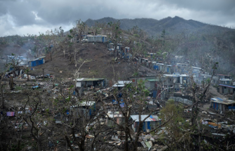 Des cabanes de tôles déjà reconstruites à Cavani, quartier pauvre de Mamoudzou, à Mayotte, le 2 janvier 2025 ( AFP / JULIEN DE ROSA )