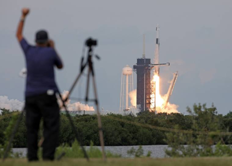 Décollage d'une fusée Falcon 9 de SpaceX avec à son bord quatre astronautes, dont deux Saoudiens, le 21 mai 2023 à Cap Canaveral, en Floride ( AFP / Gregg Newton )