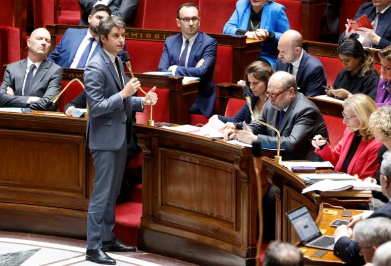 Le Premier ministre Gabriel Attal lors de la séance des Questions au gouvernement, à l'Assemblée nationale à Paris, le 7 mai 2024 ( AFP / Ludovic MARIN )