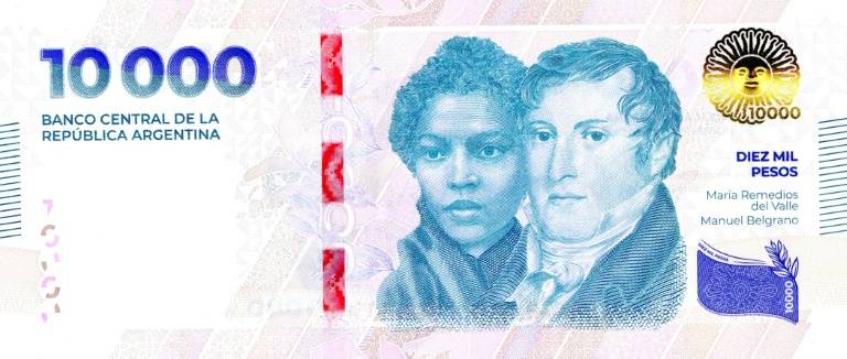 Photo diffusée par la Banque centrale d'Argentine montrant le nouveau billet de 10.000 pesos ( Central Bank of Argentina / Handout )