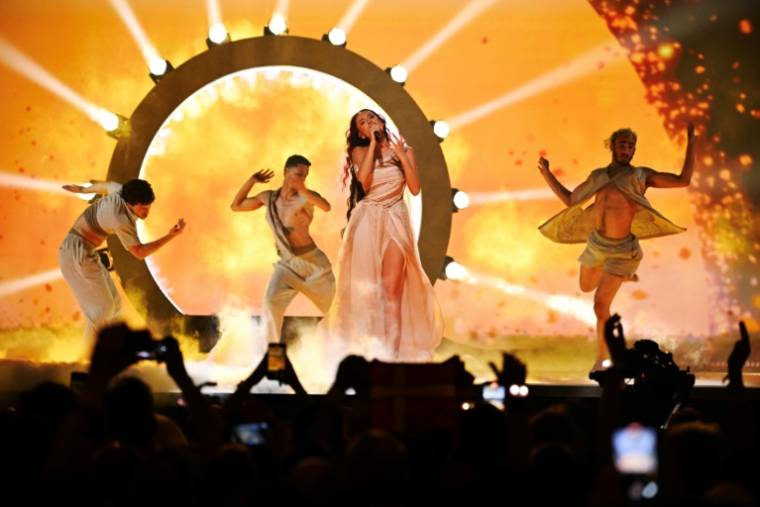 L'Israélienne Eden Golan interprète la chanson "Hurricane" lors de la demi-finale de l'Eurovision, le 9 mai 2024 à Malmö, en Suède ( TT NEWS AGENCY / Jessica GOW )