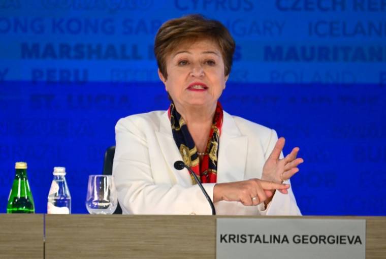 La directrice du Fonds monétaire international (FMI) Kristalina Georgieva, le 19 avril 2024 à Washington ( AFP / Jim WATSON )