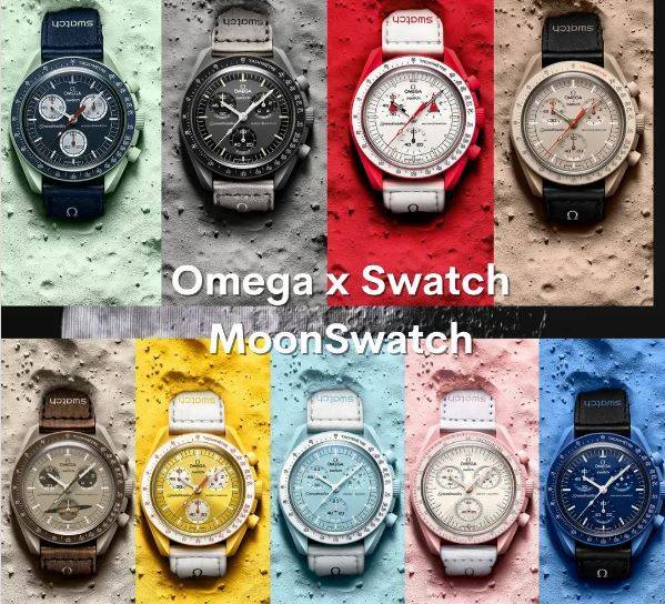 Les marques horlogères Swatch et Omega revisitent la mythique Speedmaster « Moonwatch ». crédit photo : Capture d'écran Instagram @zoe_chanwaiyin/@horasyminutos/@rictime