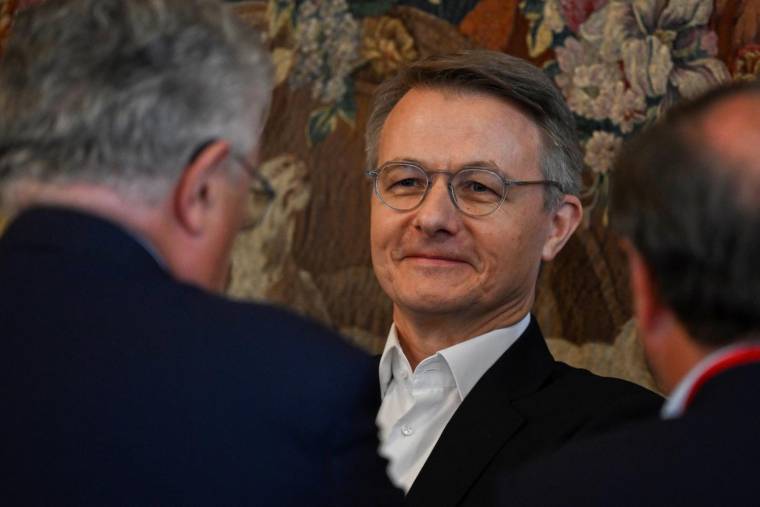 Dominique Schelcher, directeur général de Système U, à Paris le 26 septembre 2023. ( AFP / STEFANO RELLANDINI )