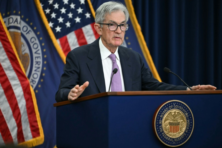 Le président de la Réserve fédérale américaine Jerome Powell, lors de la conférence de presse de presse ayant suivi la dernière réunion de l'institution, le 7 novembre 2024 à Washington ( AFP / ANDREW CABALLERO-REYNOLDS )