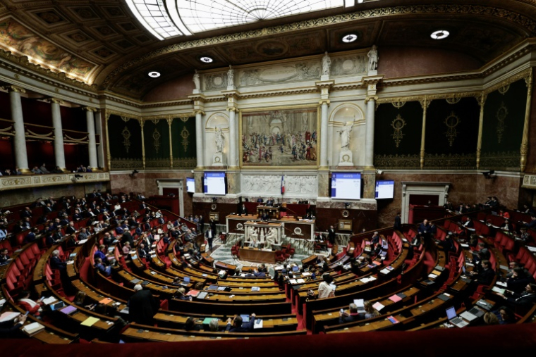 Des députés assistent à une séance dans l'hémicycle de l'Assemblée nationale, le 31 octobre 2024 à Paris ( AFP / STEPHANE DE SAKUTIN )