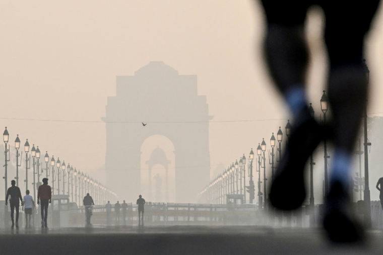 Le monument de la porte de l'Inde dans le smog après les célébrations de Diwali, le 1er novembre 2024 à New Delhi  ( AFP / Arun SANKAR )