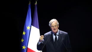 Le Premier ministre Michel Barnier au congrès des sapeurs-pompiers de France le 28 septembre 2024 à Mâcon ( AFP / Alex MARTIN )