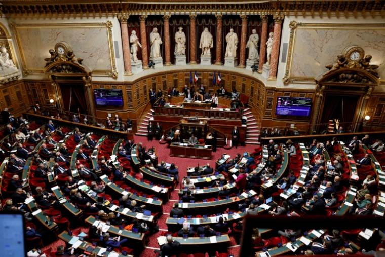 Le Sénat en séance, le 28 février 2024 à Paris ( AFP / STEPHANE DE SAKUTIN )