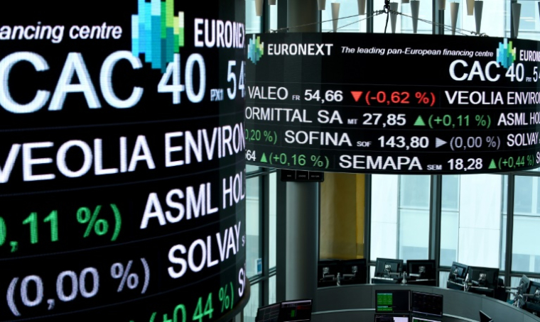 La sala di controllo di Euronext, la società che gestisce la Borsa di Parigi (AFP/ERIC PIERMONT)