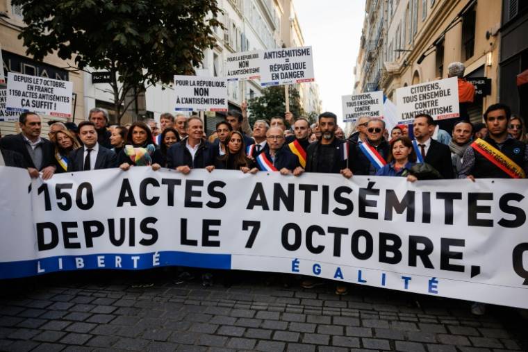 Une manifestation contre l'antisémitisme à Marseille, le 12 novembre 2023 ( AFP / CLEMENT MAHOUDEAU )