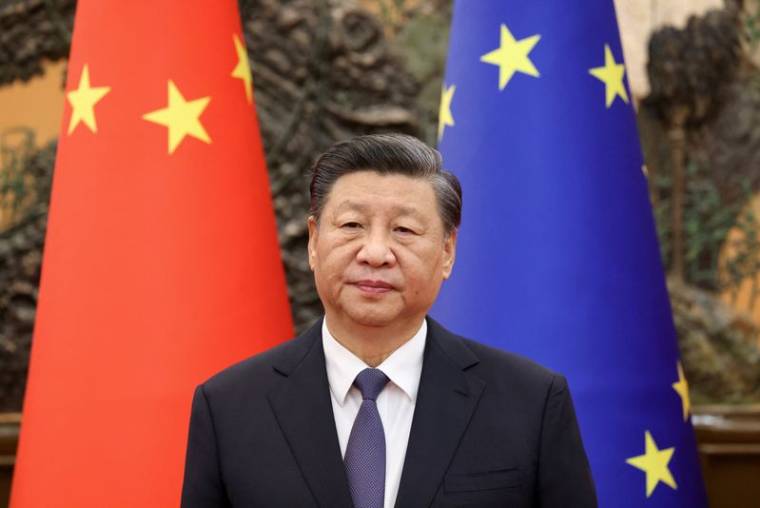 Le président chinois Xi Jinping lors d'une réunion avec le président du Conseil européen Charles Michel