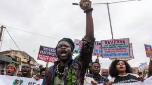 Des manifestants se rassemblent pour mettre fin à la mauvaise gouvernance à Ikeja, Lagos, le 1er août 2024 ( Bloomberg / Benson Ibeabuchi )