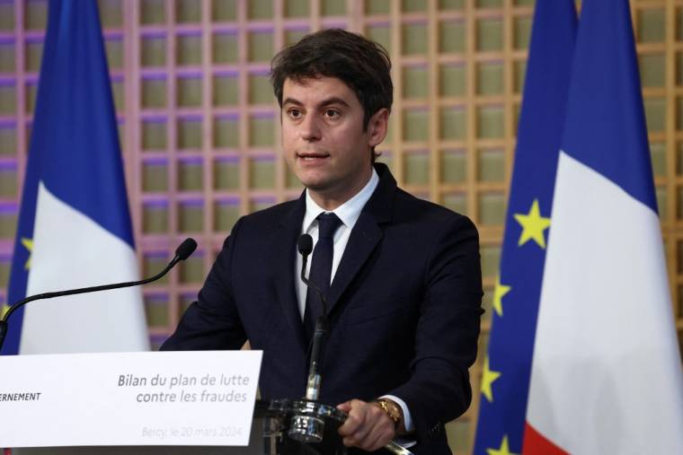 Gabriel Attal à Paris, le 20 mars 2024. ( AFP / EMMANUEL DUNAND )