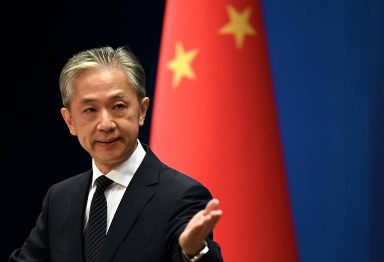 Wang Wenbin, à Pékin, le 8 août 2022 ( AFP / Noel Celis )