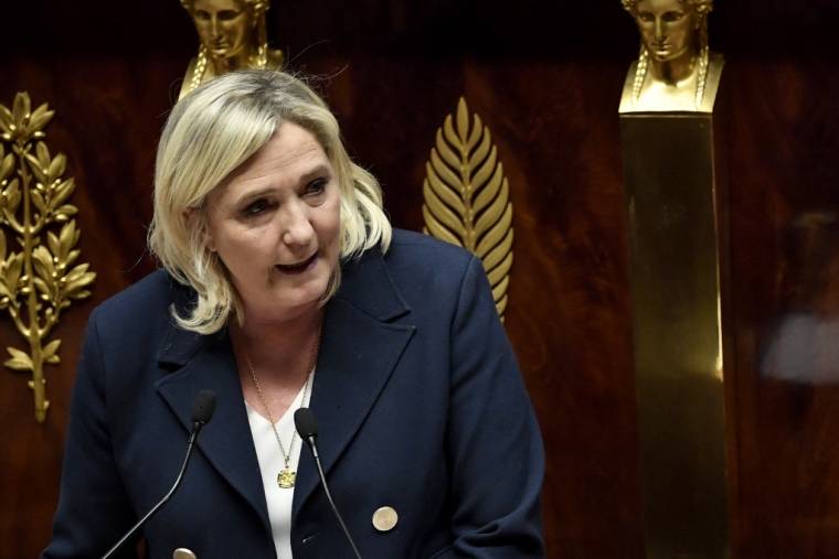 Marine Le Pen, le 6 décembre 2022, à l'Assemblée nationale. ( AFP / JULIEN DE ROSA )