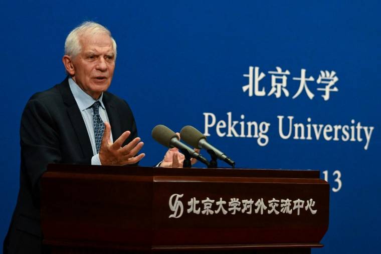 Josep Borrell, à Pékin, le 13 octobre 2023 ( AFP / PEDRO PARDO )