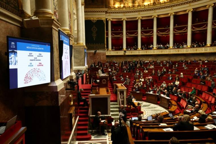 Les députés en séance à l'Assemblée nationale, le 4 avril 2024 à Paris ( AFP / Emmanuel Dunand )