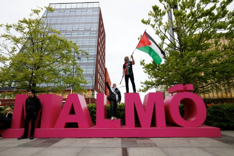 Un manifestant pro-palestinien à Malmö, en Suède, le 9 mai 2024 ( TT NEWS AGENCY / Andreas HILLERGREN )