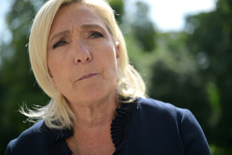 La cheffe de file du Rassemblement national Marine Le Pen, le 26 août 2024 à l'Elysée, à Paris ( AFP / Bertrand GUAY )