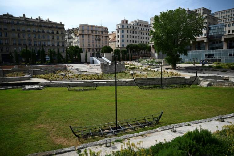Les ruines de l'ancien port grec, le 29 avril 2024 à Marseille ( AFP / Christophe SIMON )