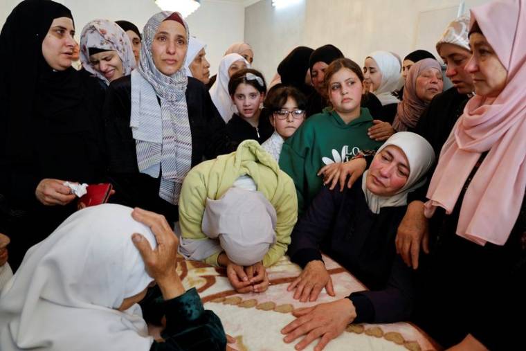 Les funérailles du Palestinien Yazan Ishtayeh, tué lors d'un raid israélien, à Salim, Cisjordanie