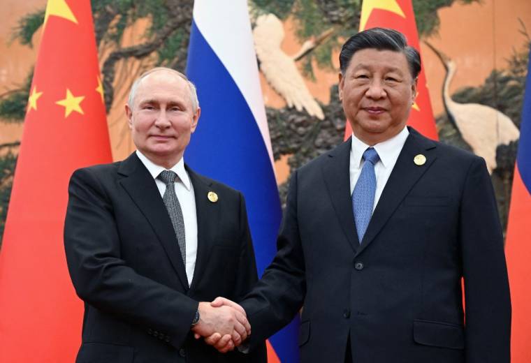Vladimir Poutine et Xi Jinping à Pékin, en Chine, le 18 octobre 2023. ( POOL / SERGEI GUNEYEV )