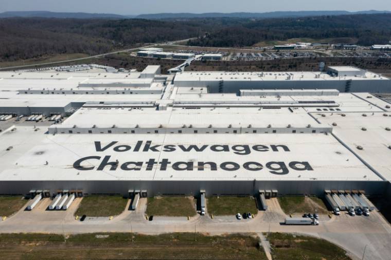 Vue aérienne de l'usine Volkswagen à Chattanooga, le 20 mars 2024 dans le Tennessee ( Getty / Elijah NOUVELAGE )