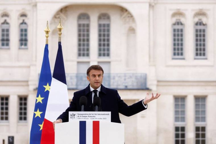 Le président Emmanuel Macron lors de l'inauguration de la Cité internationale de la langue française