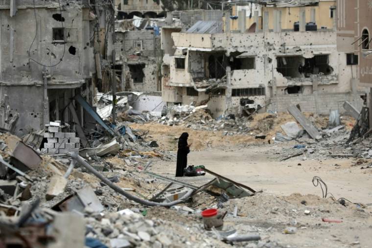 Dans les ruines de Khan Younès, dans le sud de la bande de Gaza, le 25 avril 2024 ( AFP / - )