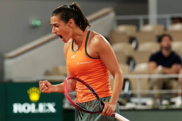 Caroline Garcia lors de sa rencontre contre Eva Lys, au premier tour de Roland Garros, le 26 mai 2024. ( AFP / Alain JOCARD )