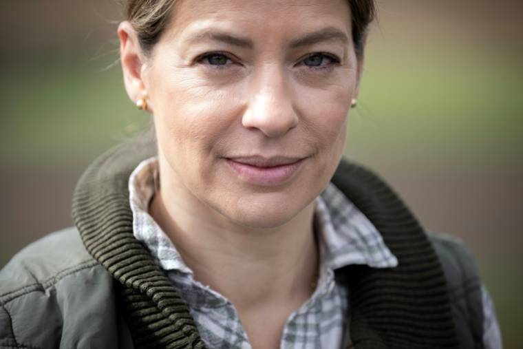 Celine Imart, numéro deux de la liste LR aux élections européennes de juin, à Cuq-Toulza, le 17 mai 2024 ( AFP / Lionel BONAVENTURE )