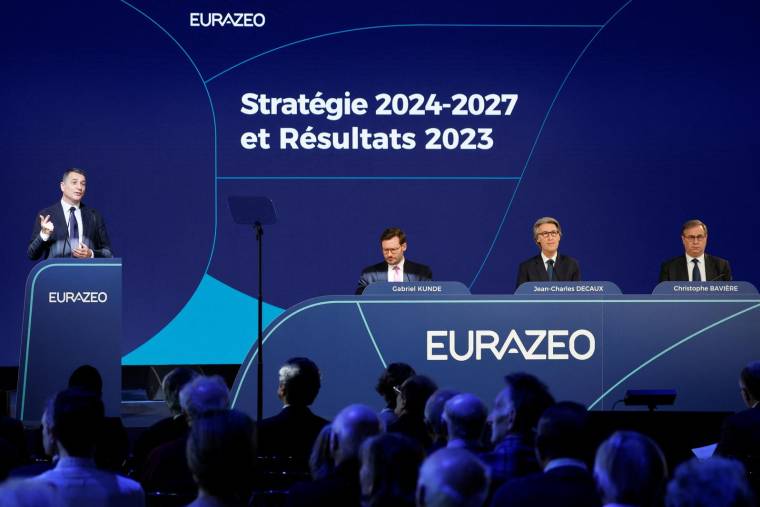 Assemblée générale des actionnaires d'Eurazeo le 7 mai 2024 à Paris. ( AFP / LUDOVIC MARIN )