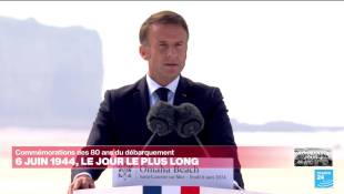 80 ans du D-Day : discours d'Emmanuel Macron lors de la cérémonie internationale à Omaha Beach